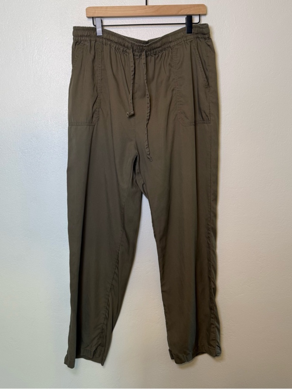 Magaschoni 100% Tencel Womens Wide Leg Pants Size XL Green Lightweight Trousers
